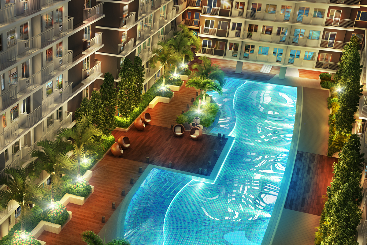 ASYA Design Projects-Shore 3 Residences Aerial View at Night